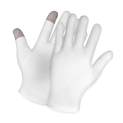 Sibba 2 Pairs Touch Screen Moisturizing Gloves White Cotton Moisturizing Gloves Overnight Bedtime Heal Eczema Sleeping Lotion Hand Spa Treatment Gloves Repair Rough Cracked Dry Chapped Hands Skin #TOP7