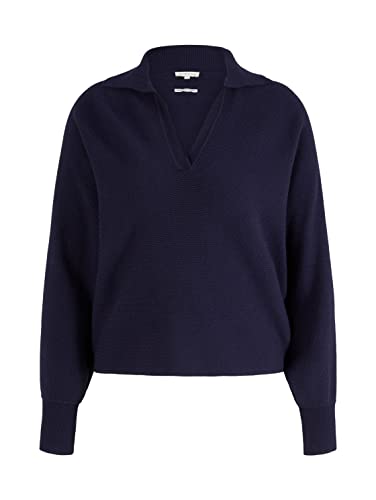 TOM TAILOR Damen Polo Pullover 1032621, 30025 - Navy Midnight Blue, L