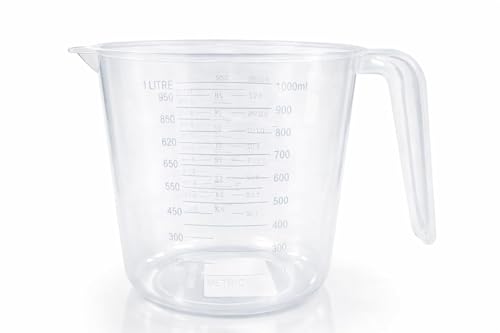 Measuring Cup with Handle 1 Litre Clear Plastic BPA Free Stackable