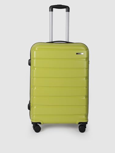 Image of Teakwood Medium Cabin Size 8 Wheels Trolley Bag, Hard Cabin with Zipper Closure, Adjustable Push Button & Cross Side Strap, TSA Lock System 360 Degree (Medium, Lime Green)