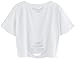 Avanova Women Vintage Graphic Distressed Crop Top Oversized Short Sleeve Ripped Tee Shirt White Wild X-Large