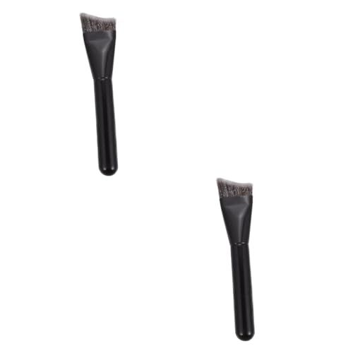 Beatifufu 2 Pcs Advanced V-shaped Fixed-point Contouring Brush Dense Fiber Head Wooden Handle Makeup Brush for Daily/professional Use