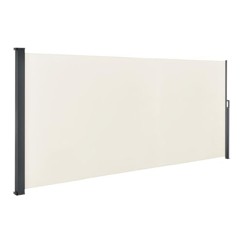 Juskys Tenda da sole laterale Dubai 500 x 160 cm estensibile e coprente, frangivista e frangivento per balcone e terrazza, tenda a rullo laterale con supporto a muro - beige