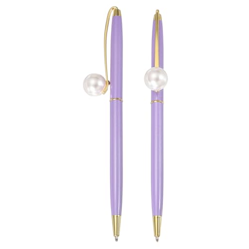 Stylo Bille 1.0mm Métal Décoratif Perle pour Prise De Notes et Journal Violet