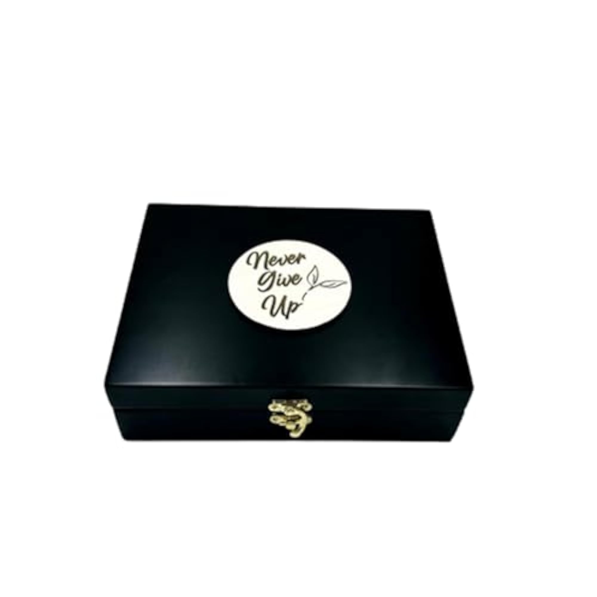 Elegant Black Wooden Storage Box with Velvet Interior