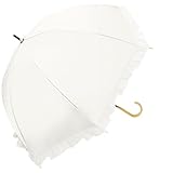 日傘 長傘 ロング UVフレンチフリルドーム 50cm 915-063 晴雨兼用 UPF50 軽量 完全遮光 ブラックコーティング加工 母の日ギフト敬老の日 (アイボリー)