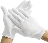 2 Pairs White Cotton Gloves 100% Cotton Moisturising and Protective Gloves Cotton Gloves for Eczema & Dry Hands, Inspection Gloves| Coin Handling and Jewelry Inspection Gloves