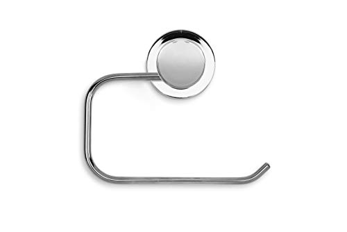 Croydex Stick n Lock Toilet Roll Holder - Easy Bathroom Storage Solution Self Adhesive Chrome Plated Brackets No Drilling Needed Adhesive Pad for Flat Surface