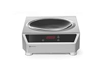 HENDI Induktionswok, für HENDI Wokpfanne 239773, Kochplatte, Kochfeld, mit einfach zu reinigendem Fettfilter, Digitale Regelung von Leistung, 230V, 3500W, 340x450x(H)120mm, Edelstahl