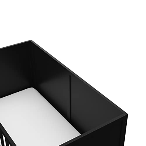 Graco Theo Crib and Mattress Nursery Essentials Pack (Black) – GREENGUARD Gold Certified Baby Crib & Crib Mattress, Cribs with Mattress Included