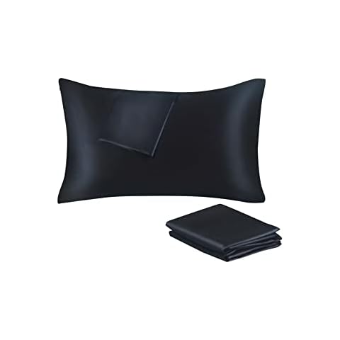 Shunjie.Home 100% Bamboo Standard Pillow Protectors 4 Pack, 400 Thread Count Sateen Weave Black Pillowcase, Breathable & Soft Zippered Style Pillow Covers Cover