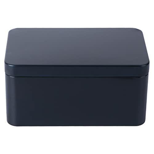 VALICLUD Mini Rectangular Tinplate Box Portable Storage Container for Tea Leaves Snacks Candies Home Organizer Black for Travel Decoration