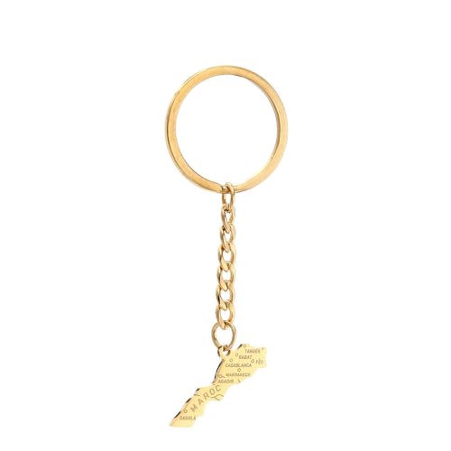 Porte-Clés Pendentif Carte Du Maroc - Avec Noms De Villes Et De Pays Porte-Clés Carte, Porte-Clés De Voiture, Sac À Main, Ornement Suspendu, Breloque Pour...
