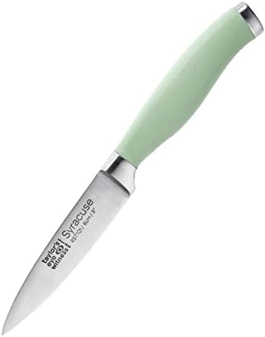 Taylors Eye Witness Syracuse Kitchen Knife 3pce Set - Paring 8cm/3.5, Chefs 15cm/6 & Cooks All Purpose 13cm/5 Cutting Edge. Ultra Fine, Razor Sharp Blade. Soft Textured Grip Aqua Blue Handle