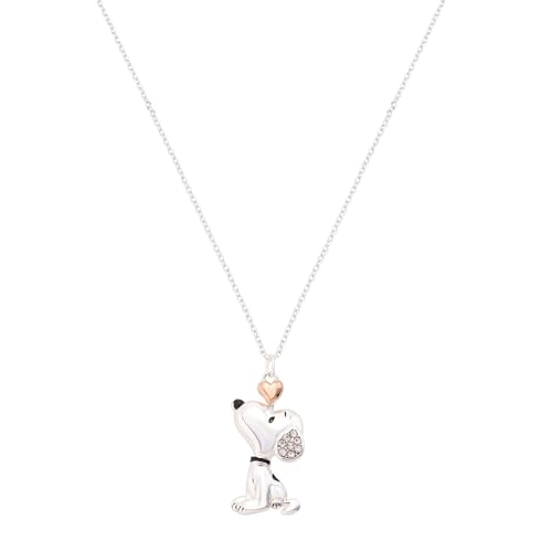 Peanuts Officially Licensed Snoopy Necklace Pendant, Crystal 14k Gold Plated Tone, 16