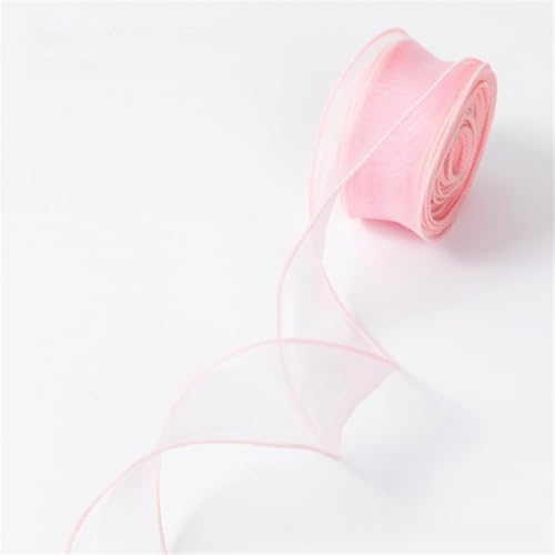 Cinta de organza y gasa, Cinta de gasa 4 cm x 10 yardas, paquete 5, 50 en total, color crema ensueño(Pink,10 x 10 Yard)