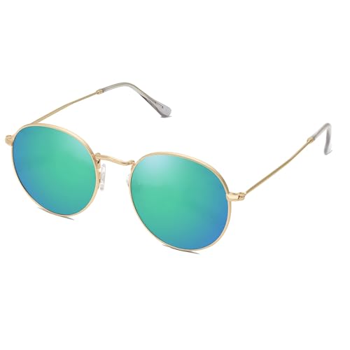 Image of SOJOS Small Round Polarized Sunglasses for Women Men Classic Vintage Shades | Lightweight Stainless Steel Frame UV400 Sun Protection Adjustable Nose Pads SJ1014