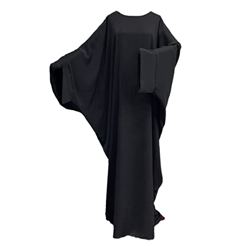 Robe de prière hijab Kelsiop abaya coupe chauve-souris Noir
