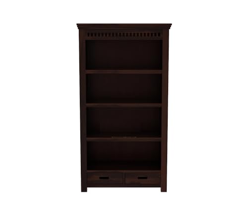 Image of Sheesham Wood Bookcase | Solid Wood Book Shelf for Home Library | Wooden Book Cabinet for Home & Office Living Room (Large, BBslf-Walnut7)