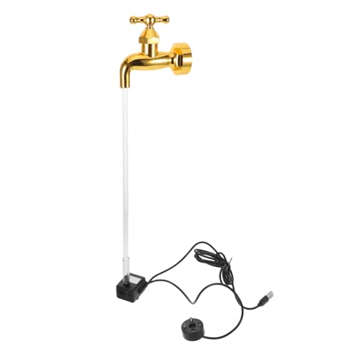 LOEFLIFA Fuente Decorativa con Caño para Exteriores Caño Invisible Que Regadera Grifo Fuente De Agua Pequeña Adornos De Agua para Escritorio Cascada Dorada