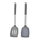 Juego de espátulas silicona antiadherentes y resistentes al calor for filetes. Utensilios cocina for cocinar. Kit herramientas(Spatula Set Grey)