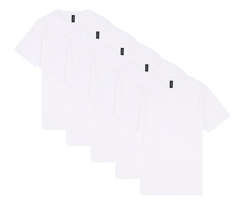 Image of Gildan Softstyle Men's Solid Modern Classic Fit T-Shirt White Large 5 Pack