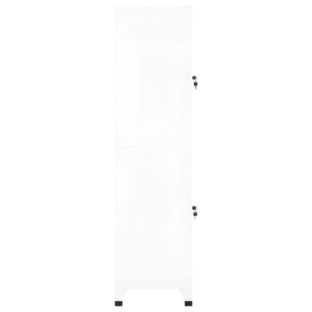 SYDE Armadio in acciaio bianco, 38 x 45 x 180 cm | Porte Ventilate con Serratura, Appendiabiti Interni, Porta Etichette, Scuola e Ufficio