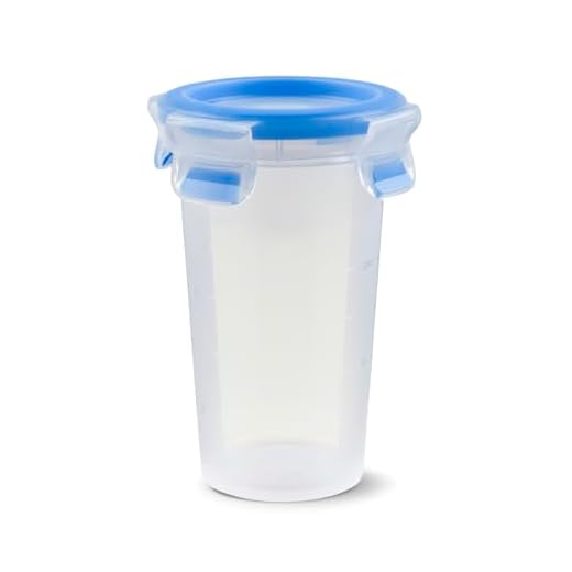 Emsa 508551 Runde Frischhaltedose mit Deckel, 0.35 Liter, Transparent/Blau, Clip & Close