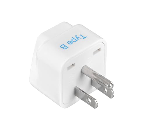 Ceptics India to USA Converter Plug, USA, Japan, Philippines, Canada Travel Plug Adapter - Type B Universal Travel Adapter - CE Certified - RoHS Compliant - White (1-Pack)