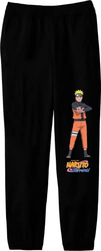 Bioworld Naruto Shippuden Anime Cartoon Graphic Print Youth Boys Black Sweatpants