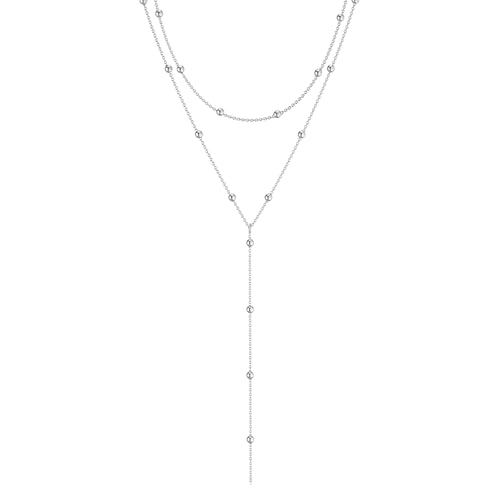 YCZCHE14 Chaîne en or pour femme, Chaîne pour femme en forme de Y, en acier inoxydable, longueur réglable,BohèMe Collier Long pour Femmes et Filles (argent)