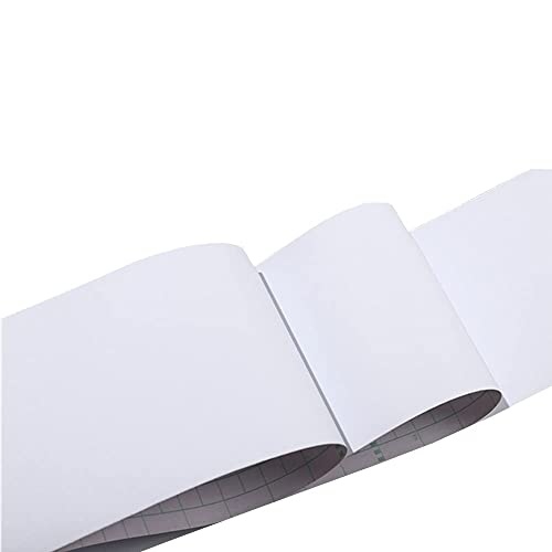 Self Adhesive Solid Color Frosted Wallpaper Border Stick Waterproof Wall Border Easy To Apply Kitchen Bathroom Tiles Sticker 4 X 196Inch (White) #TOP3