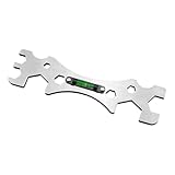 Lawnoval Duschschlüssel mit eingebauter Wasserwaage für Badezimmer Sanitärreparatur, manuelles Werkzeug zur Fixture Ausrichtung, Metallkonstruktion, 19 x 5,8 cm, Silber