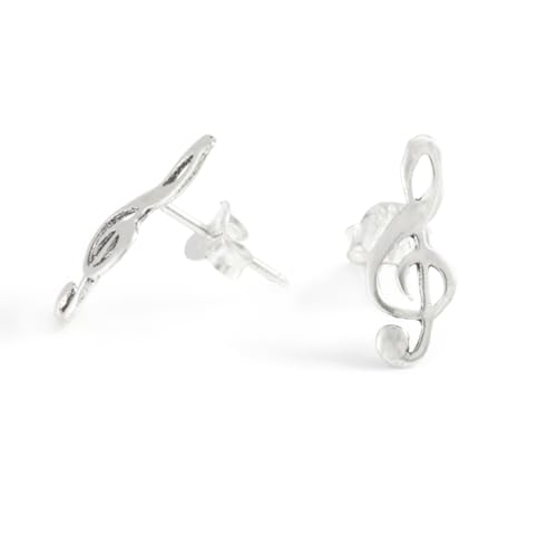 Silverly Boucles D'Oreilles à Tige en Argent Sterling 925 avec Clé de Sol pour Femme | Petits Clous D'Oreilles en Argent avec Notes de Musique | Cadeaux pour Petite...