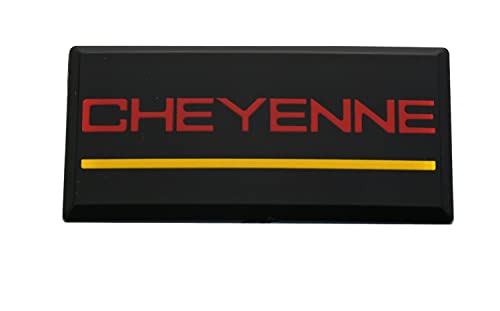 Image of SSDD 2pcs Cheyenne Cab Emblems Replacement for 88-94 Chevrolet Side Roof Pillar 3D Badge Nameplate (Red /Yellow) (CH-CHEYENNE)
