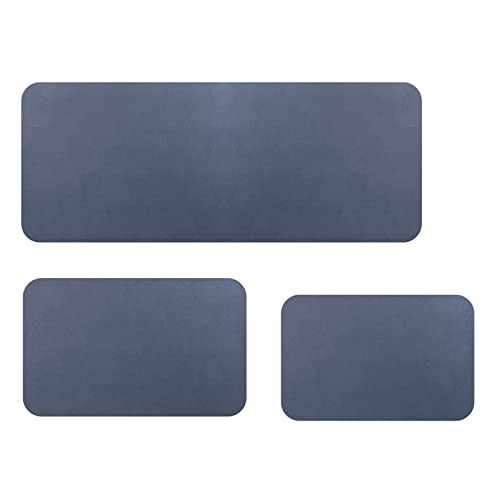 Diatomaceous Earth Mat Innovative Bathroom Rugs And Mats Sets, 3 Pcs Bath Mat Rug Non Slip Quick Dry Super Absorbent Thin Floor Rugs Easy To Clean/Kitchen Doormat （ Blue 16"X24"，20"X32"， 20"X47"） #TOP4