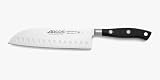 Arcos Cuchillo Santoku Acero Inoxidable. Cuchillo cocina profesional japonés cortar carne, pescado y verduras. Mango ergonómico polioximetileno y Hoja 180 mm. Serie Riviera. Color negro.