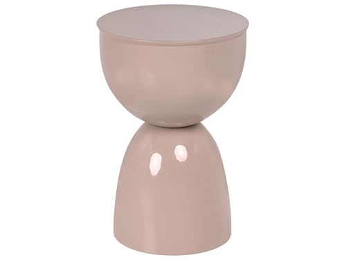Beliani Table d'Appoint en Fer Ronde Élégante Meuble d'Intérieur Salon Chambre Beige Clair Canyon