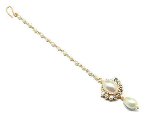 Small Size Maang Tikka with Crystal & Pearl