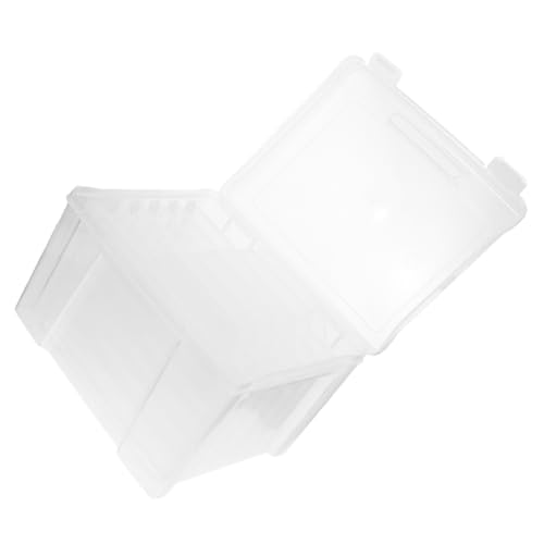 GRIRIW Photo Storage Box Home Organizer Plastic Photo Containers Greeting Card Storage 6 Compartment Easy to Move