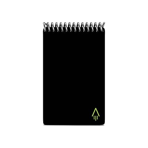 Rocketbook Reusable Digital Notebook - Smart Notepad A6 Black Wirebound Note Book To Do List Pad, Dotted Paper with Frixion Erasable Pen and Wipe, Office Gadget with Rocketbook App Reduce Paper Waste Cover