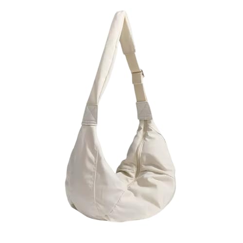 Image of BAUIOREAD 1 piece half moon bag, women's crescent bag, crossbody bag, moon bag for women, half moon rope shoulder bag suitable for travel, work, college (White)