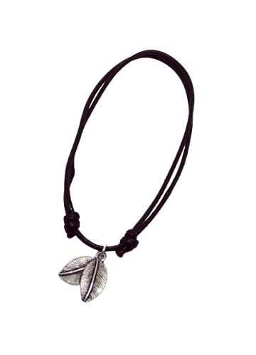 Aks jewelz Black Thread Anklet with Twin Leaf Charms