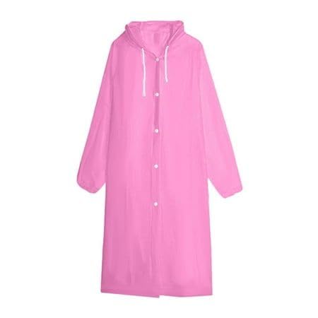 Hooded Raincoat Pink for Women Long Waterproof Rain Jacket Reusable Lightweight Rain Wear for Travel Hiking Cycling Camping Walking Outdoor Monsoon Coat Free Size-image-42