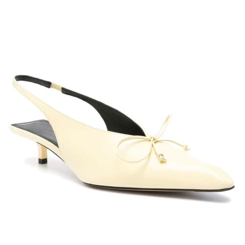 Women's Slingback Sandals Bowknot Kitten Heel Pumps Sexy Pointy Closed Toe Sandals Bow Slip On Dress Shoes for Party Prom Dress Shoes
