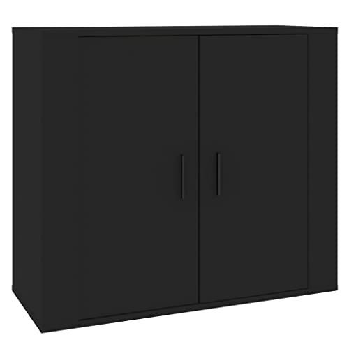 vidaXL Buffet Armoire de Rangement Organisateur de Maison Armoire de Salon Meuble de Salle de Séjour Intérieur Noir 80x33x70 cm Bois d'Ingénierie