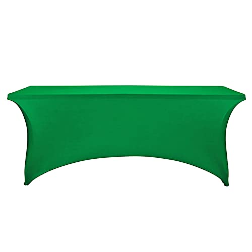 Image of FORLIFE Spandex Table Cover - Fitted 6ft Rectangular Tablecloth, Stretch Patio Cover for Wedding, Banquet, Party (Emerald)