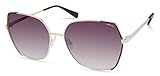 Kenneth Cole New York Women's Geometric Sunglasses, Shiny Gunmetal/Gradient Brown, 60mm