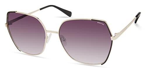 Kenneth Cole New York Women's Geometric Sunglasses, Shiny Gunmetal / Gradient Brown, 60 mm