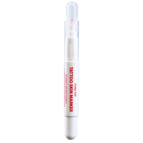 Tattoo Skin Marker Fine Tip – Skin Safe Stencil Marker for Tattoo & Piercing, Long Lasting Precision Lines, 5 Pack (Red) - Thumbnail 4